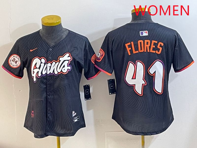 Women San Francisco Giants #41 Flores Black Joint Name 2025 Nike MLB Jersey style 9